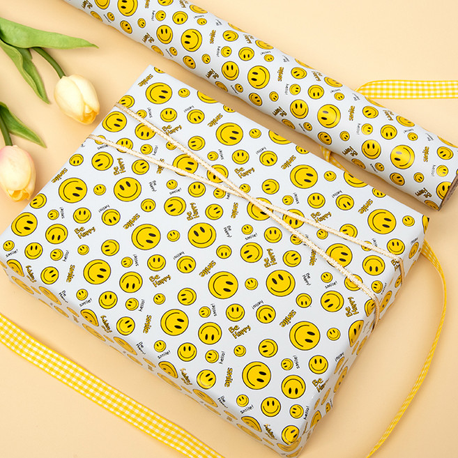 좋은기븐 해피스마일 메탈롤 포장지, 화이트, 1개