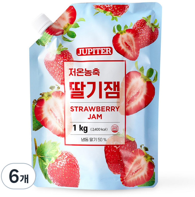 쥬피터 저온농축 딸기잼, 1kg, 6개