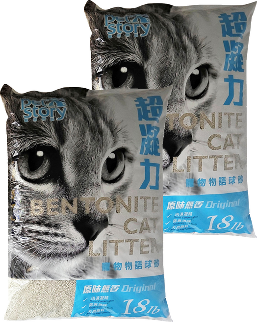 pet story 寵物物語 球砂貓砂, 原味無香, 18LB, 2包