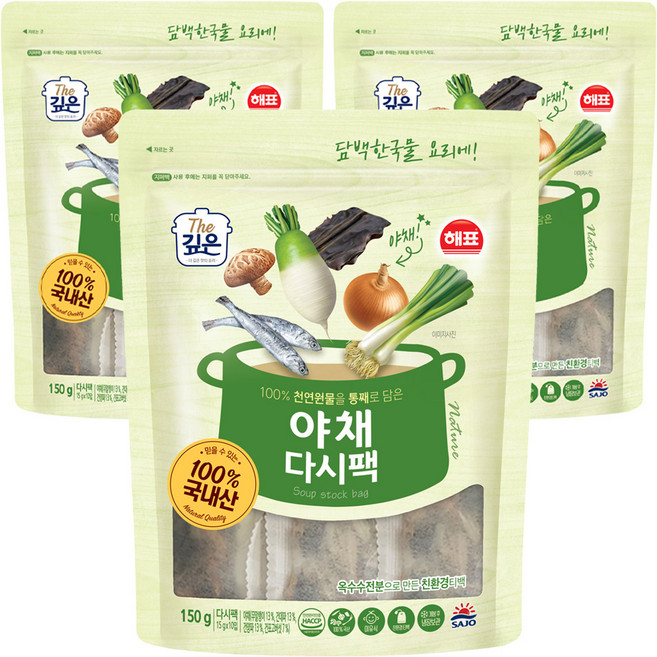 해표 야채 다시팩 10p, 150g, 3개