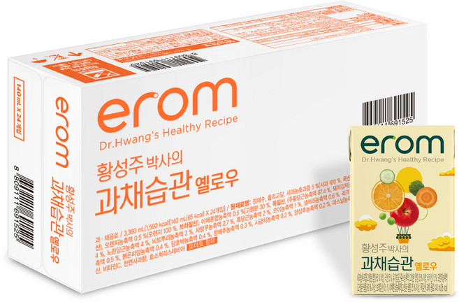 이롬 과채습관 옐로, 140ml, 24개