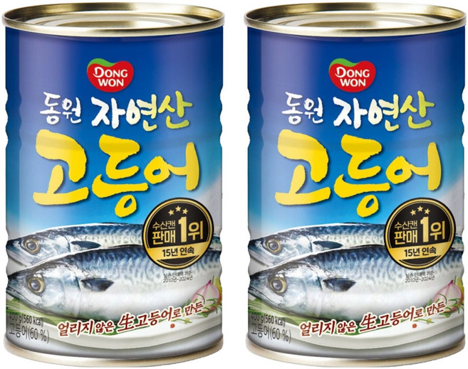 동원 자연산 고등어 통조림, 400g, 2개