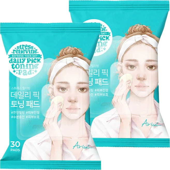 [비건뷰티] 아리얼 데일리 픽 토닝패드 57g, 30매입, 2개 - 쿠팡