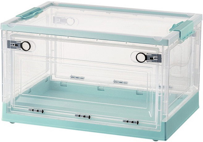 HOUDER 三開摺疊收納箱, 白透綠, 1個