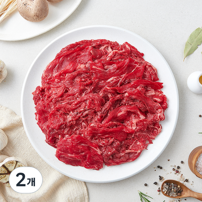 한우 1+등급 정육 불고기용 (냉장), 2개, 1kg