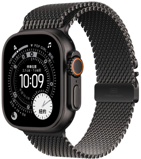 Apple 2025 Apple Watch Ultra3 鈦金屬, 黑色 + S黑色鈦金屬米蘭式錶環, GPS + 行動網路, 49mm