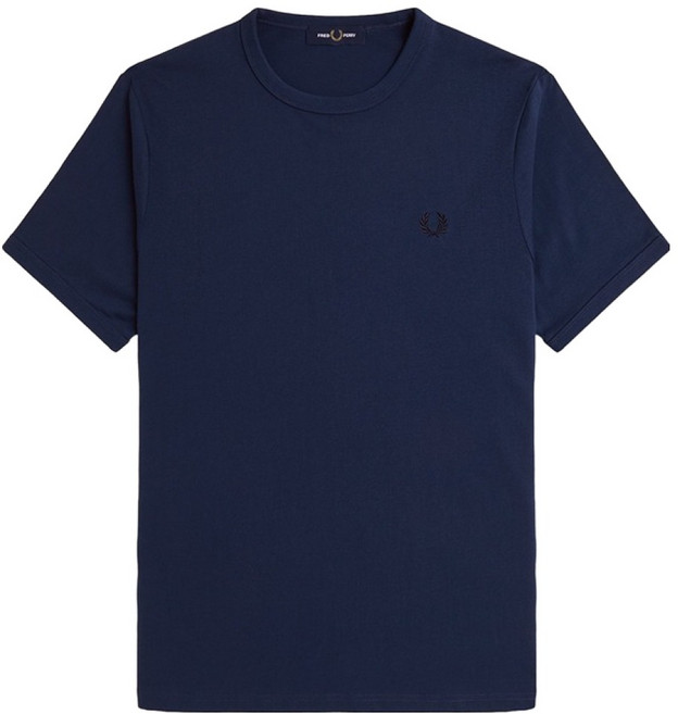 FRED PERRY 男女通用 短袖滾邊T恤 M3519, 網球藍