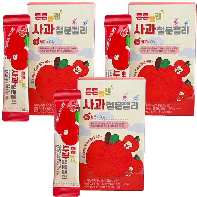 아람농장 튼튼플랜 사과맛 철분젤리 20p, 400g, 3개