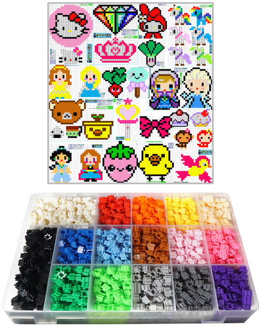 블럭N스토리 디폼블럭 기본16p세트 + 여아2 도안, 혼합색상, 1개