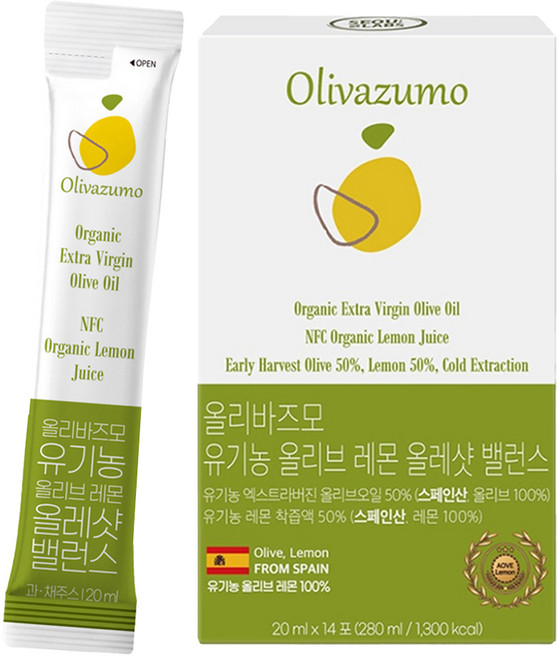 特級初榨橄欖油檸檬汁隨身包 14條入, 20ml, 1個