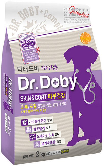 닥터도비 강아지 기능성 사료, 피부/피모, 2kg, 1개