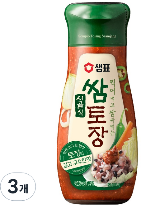 샘표 시골식 쌈토장 튜브형, 350g, 3개