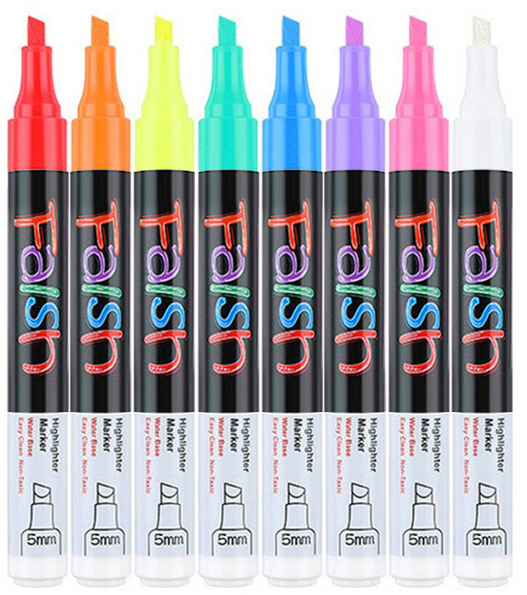 다다 형광 윈도우 글라스 블랙보드 마카펜 8색 세트, 혼합색상, 1세트