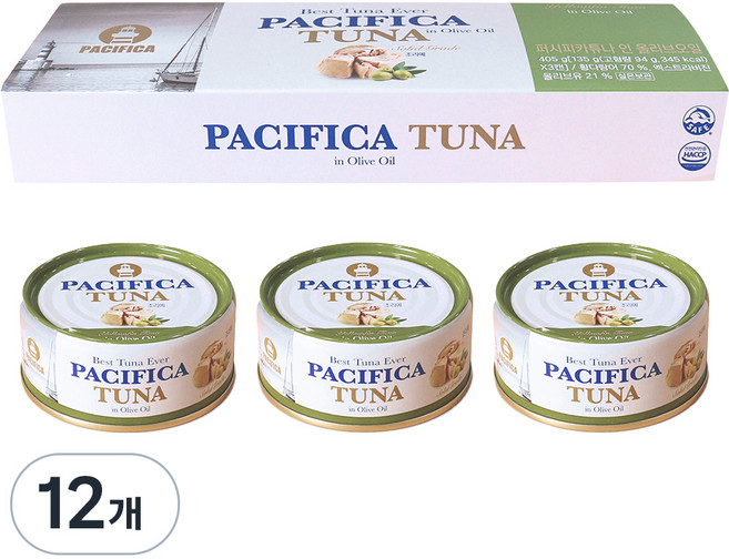 퍼시피카튜나 인 올리브오일 참치, 135g, 12개