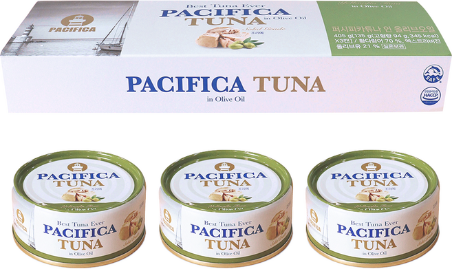 퍼시피카튜나 인 올리브오일 참치, 135g, 3개