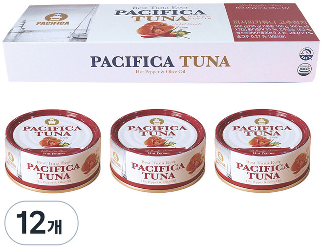 퍼시피카튜나 황다랑어 고추참치, 135g, 12개