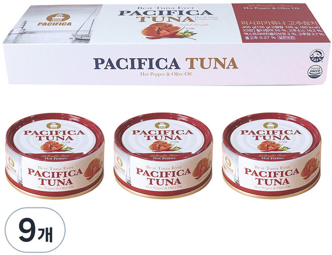 퍼시피카튜나 황다랑어 고추참치, 135g, 9개