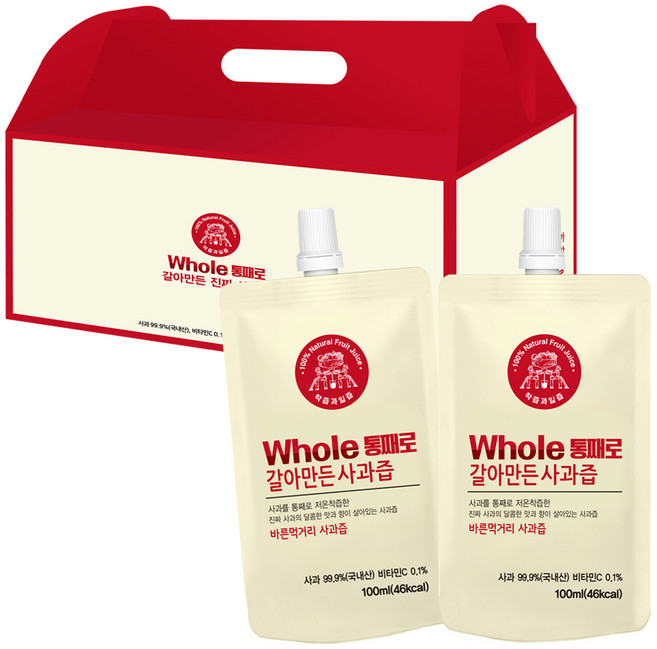 통째로 갈아만든 진짜 사과즙, 100ml, 30개