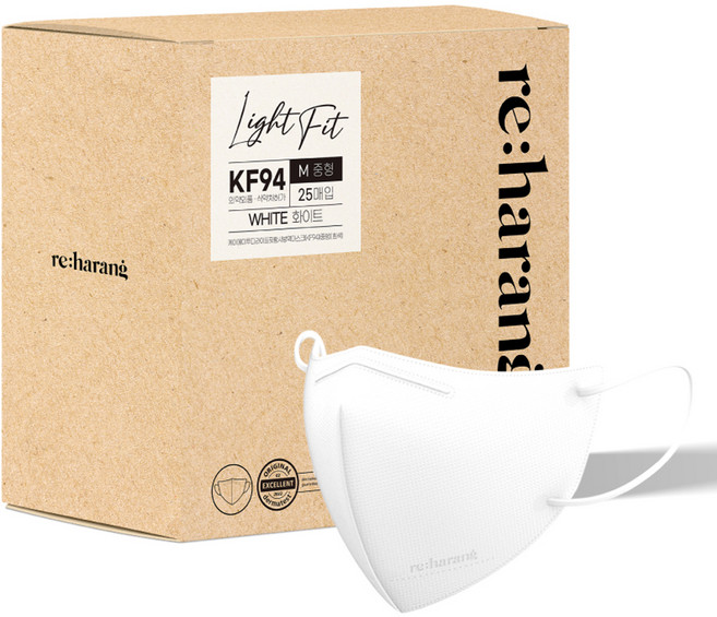 리하랑 KF94 라이트핏 2D 새부리형 일회용마스크 중형, 25개입, 1개, 화이트