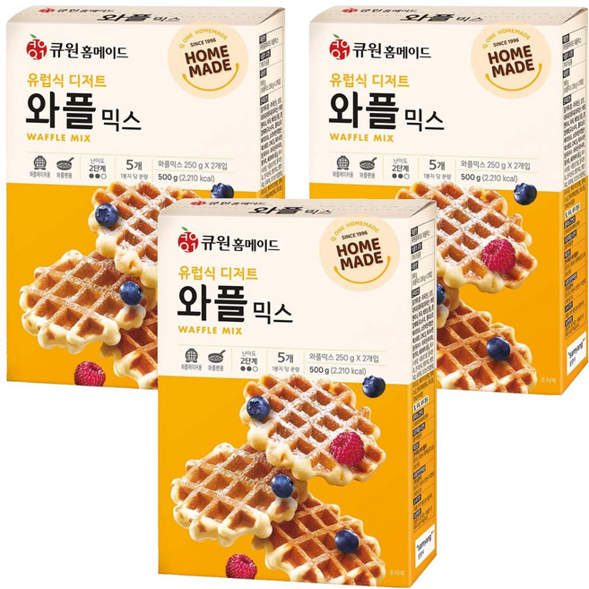 큐원 홈메이드 와플믹스, 500g, 3개