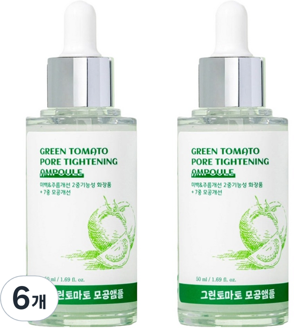 이지마인드 그린토마토 포어 타이트닝 모공축소 앰플, 50ml, 6개