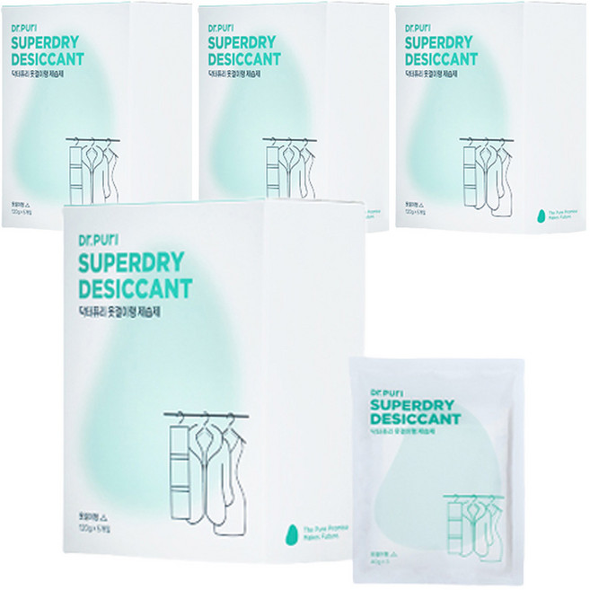 닥터퓨리 슈퍼드라이 옷걸이형 제습제 본품 5개입, 600g, 4개