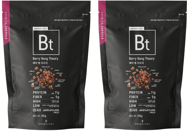 그라놀로지 베리 뱅 띠오리 그래놀라 시리얼, 150g, 2개