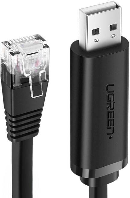 UGREEN 綠聯 USB轉RJ45 Console控制線 傳輸線, 1.5m, 黑色, 1條