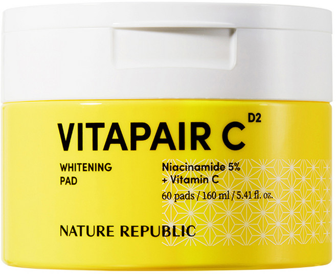 NATURE REPUBLIC Vitapair C亮白補水棉片 160ml, 1罐, 60片