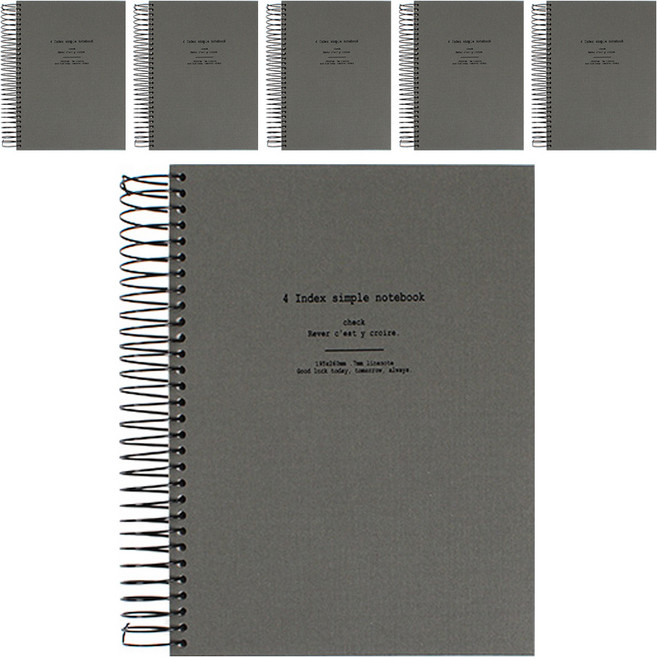 톡톡팬시 인덱스 심플 스프링노트, 그레이, 6개