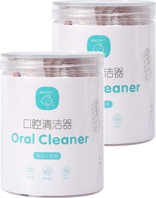 嘟嘟艾希 嬰兒口腔清潔棒, 30支, 2罐, 白色