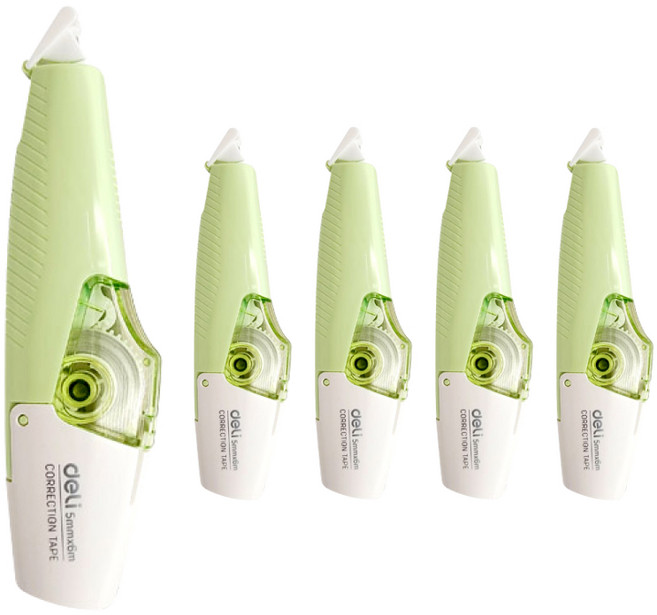 델리 수정테이프 5mm x 6m, 마카롱그린, 5개