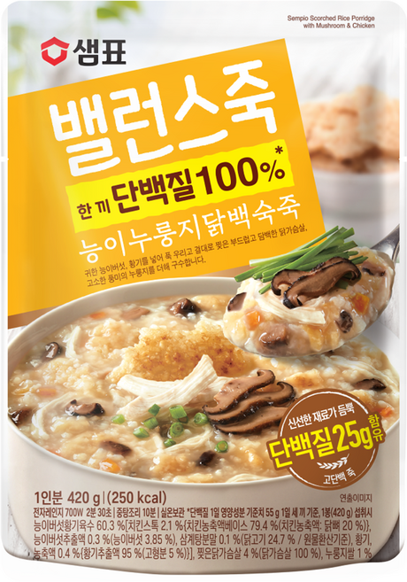 샘표 밸런스죽 능이누룽지닭백숙죽, 420g, 1개
