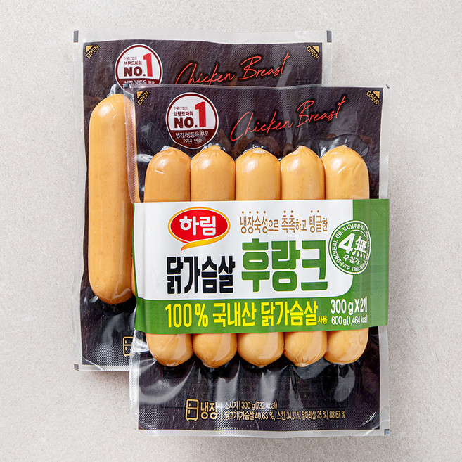 하림 닭가슴살 후랑크, 300g, 1개입, 2개