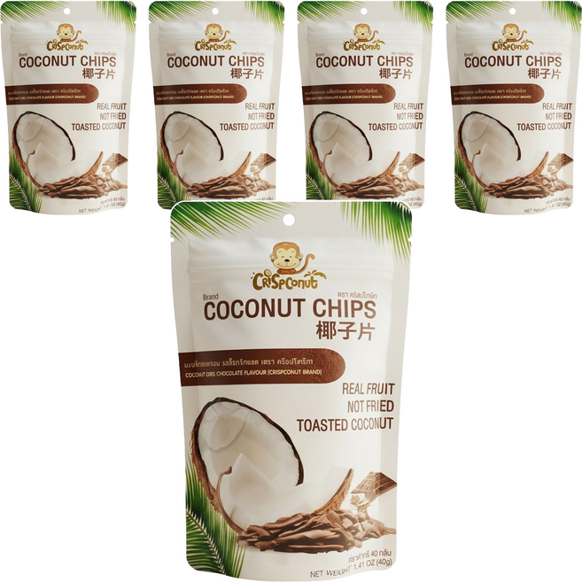 Crispconut 椰子脆片 巧克力口味, 40g, 5包