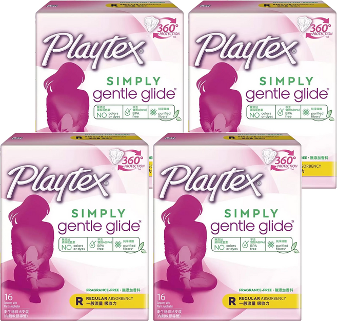 美國 Playtex 導管式衛生棉條, 一般流量, 16支, 4盒