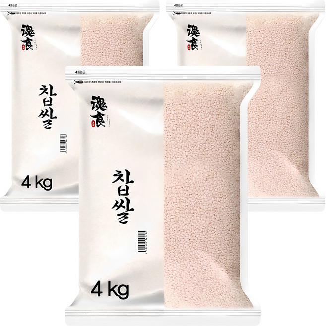 혼식 찹쌀, 4kg, 3개