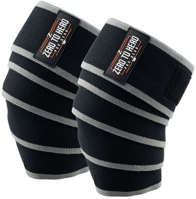 제로투히어로 헬스 무릎보호대 Type2 양쪽 세트, 2개, 그레이