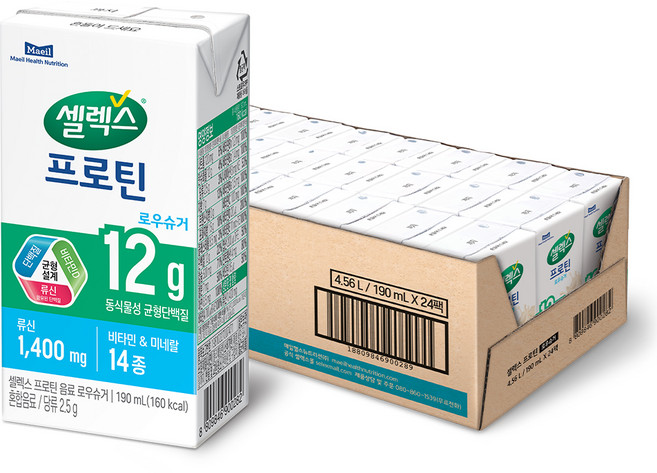 셀렉스 프로틴 로우슈거 음료, 190ml, 24개