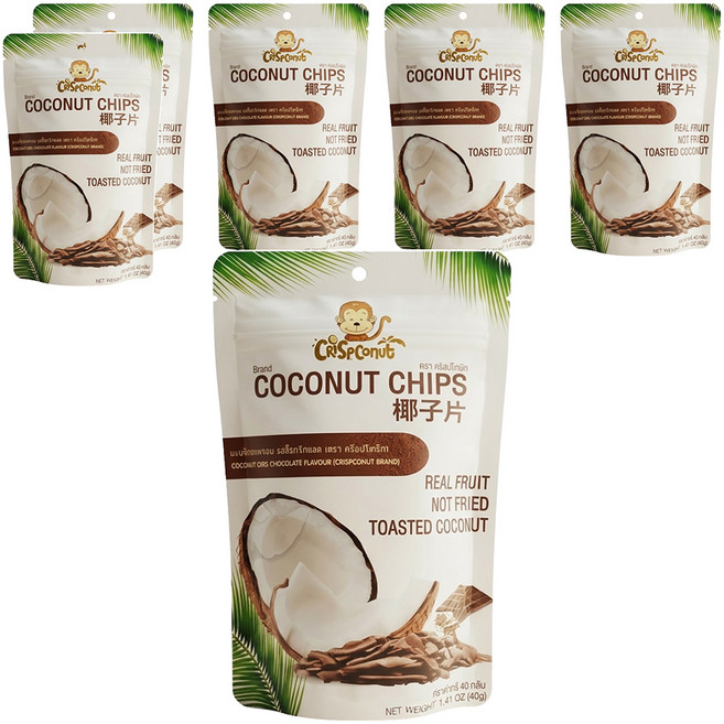 Crispconut 椰子脆片 巧克力口味, 40g, 6包