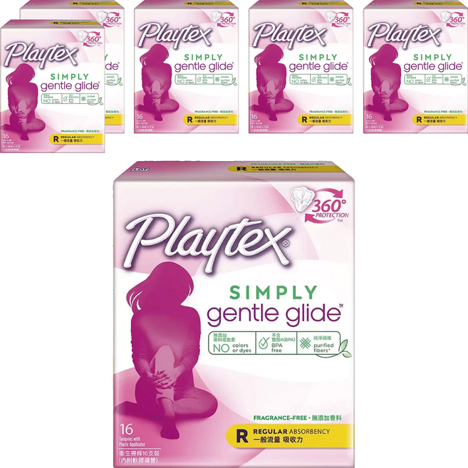 美國 Playtex 導管式衛生棉條, 一般流量, 16支, 6盒