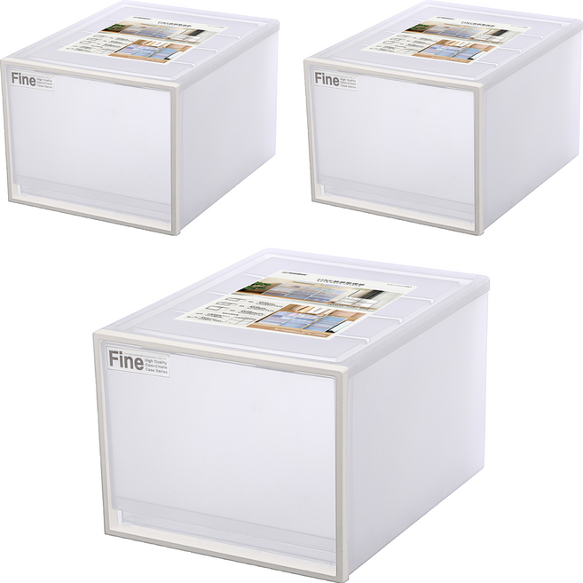 KEYWAY 聯府 單抽屜整理箱 深型 50L, 透明色, 3個