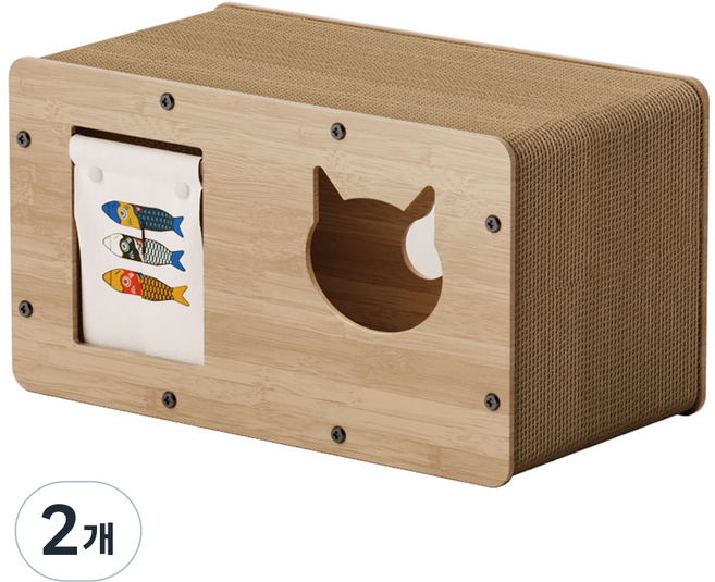 루어캣 고양이 마호가니 숨숨집 스시 스크레쳐, 네츄럴우드, 2개