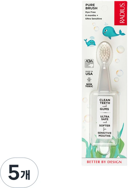 래디어스 퓨어 베이비 유아칫솔, 1개입, 5개 - 쿠팡