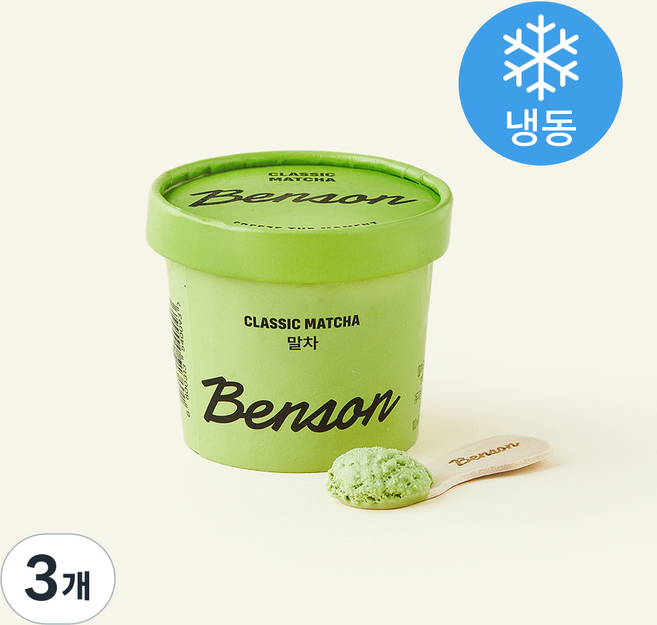 벤슨아이스크림 말차 미니컵 (냉동), 3개, 1개입, 100ml