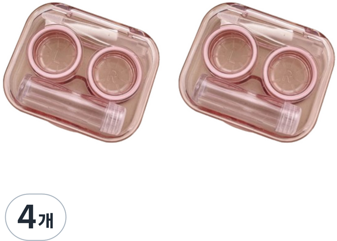 정상아이앤 일체형 투명 휴대용 렌즈 케이스, 핑크, 4개
