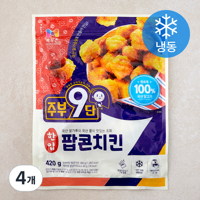 주부9단 팝콘치킨 (냉동), 420g, 4개