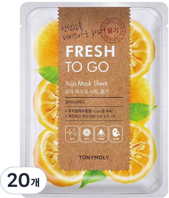 토니모리 프레쉬투고 마스크 시트 유자, 1개입, 20개