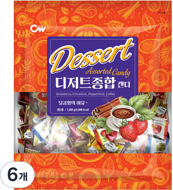청우식품 디저트종합 캔디, 1.2kg, 6개