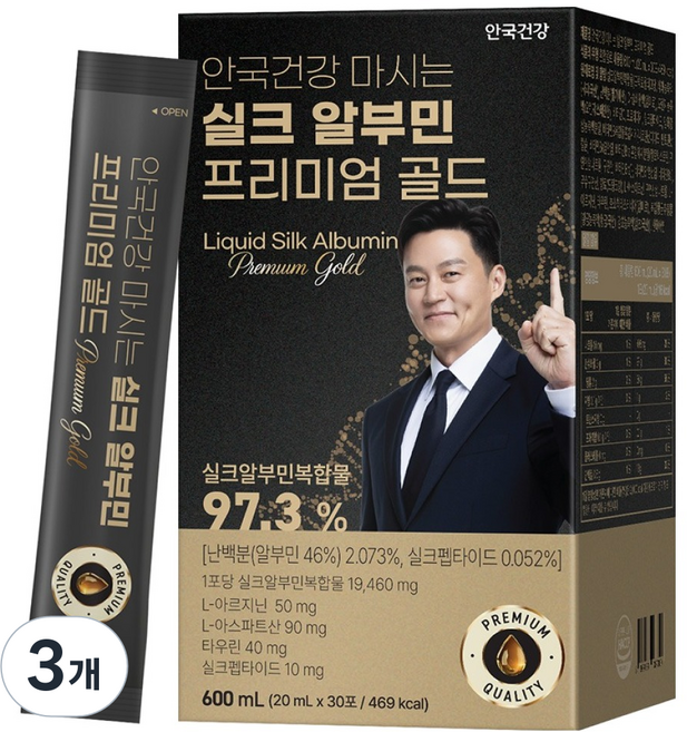 안국건강 마시는 실크 알부민 프리미엄 골드 30p, 3개, 600ml